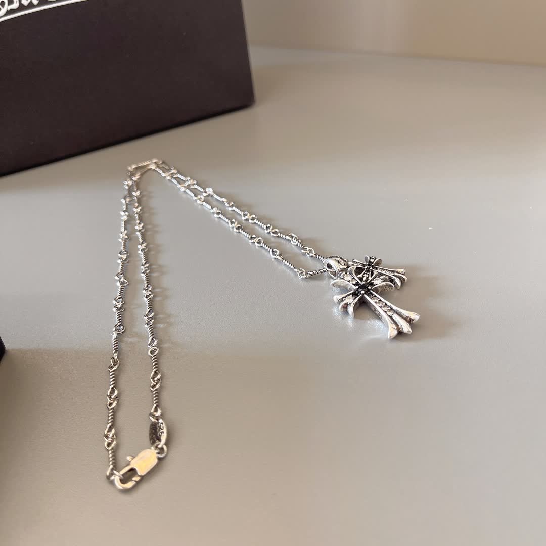 Chrome Hearts Silver Cross Pendant Necklace